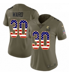 Womens Nike Cleveland Browns 30 Denzel Ward Limited OliveUSA Flag 2017 Salute to Service NFL Jersey