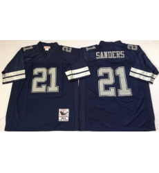 Cowboys 21 Deion Sanders Blue Throwback Jersey