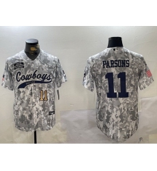 Men Dallas Cowboys 11 Micah Parsons 2024 Arctic Camo Salute To Service Stitched Baseball Jersey 2