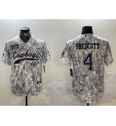 Men Dallas Cowboys 4 Dak Prescott 2024 Arctic Camo Salute To Service Stitched Baseball Jersey 3