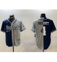 Men Dallas Cowboys 4 grey Team With Patch Cool Base Stitched Baseball Jersey 17