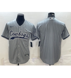 Men Dallas Cowboys Blank Grey With Patch Cool Base Stitched Baseball Jersey