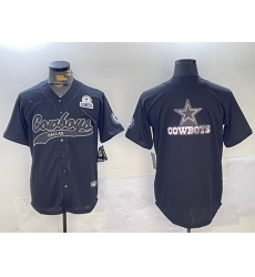 Men Dallas Cowboys Team Big Logo Black With Patch Cool Base Stitched Baseball Jersey 16