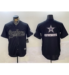 Men Dallas Cowboys Team Big Logo Black With Patch Cool Base Stitched Baseball Jersey 2