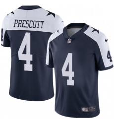 Mens Nike Dallas Cowboys 4 Dak Prescott Navy Blue Throwback Alternate Vapor Untouchable Limited Player NFL Jersey