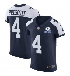 Nike Cowboys 4 Dak Prescott Navy Blue Thanksgiving Men Stitched With Established In 1960 Patch NFL Vapor Untouchable Throwback Elite Jersey