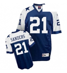 Reebok Dallas Cowboys 21 Deion Sanders Navy Blue Thanksgiving Replica Throwback NFL Jersey