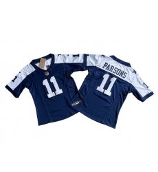 Women Dallas Cowboys 11 Micah Parsons Navy White 2023 F U S E  Limited Stitched Jersey 