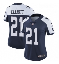 Womens Nike Dallas Cowboys 21 Ezekiel Elliott Elite Navy Blue Throwback Alternate NFL Jersey