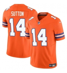 Men Denver Broncos 14 Courtland Sutton Orange F U S E  Mile High Collection 1977 Throwback Vapor Limited Stitched Football Jersey