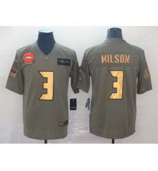 Men Denver Broncos 3 Russell Wilson Olive Gold Salute To Service Limited Stitched jersey