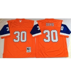 Men Denver Broncos 30 Terrell Davis Orange M&N Throwback Jersey