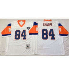 Men Denver Broncos 84 Shannon Sharpe White M&N Throwback Jersey