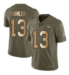 Nike Broncos 13 KJ Hamler Olive Gold Men Stitched NFL Limited 2017 Salute To Service Jersey