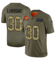 Nike Broncos 30 Phillip Lindsay Olive Camo Men Stitched Football Limited 2019 Salute To Service Jersey