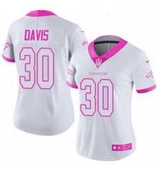 Womens Nike Denver Broncos 30 Terrell Davis Limited WhitePink Rush Fashion NFL Jersey