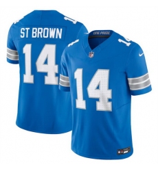 Men Detroit Lions 14 Amon Ra St  Brown Blue 2024 F U S E  Vapor Limited Stitched Jersey