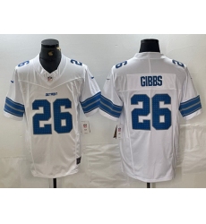 Men Detroit Lions 26 Jahmyr Gibbs White 2024 F U S E  Vapor Limited Stitched Jersey