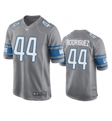 Men Detroit Lions 44 Malcolm Rodriguez Grey Stitched Game Jersey