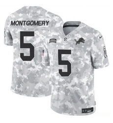 Men Detroit Lions 5 David Montgomery 2024 F U S E Arctic Camo Salute To Service Limited Stitched Football Jersey