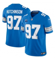 Men Detroit Lions 97 Aidan Hutchinson Blue 2024 F U S E  With 1 Star C Patch Vapor Limited Stitched Jersey