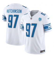 Men Detroit Lions 97 Aidan Hutchinson White 2023 F U S E  90th Anniversary Vapor Untouchable Limited Stitched Jersey