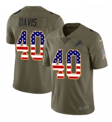 Men Nike Detroit Lions 40 Jarrad Davis Limited OliveUSA Flag Salute to Service NFL Jersey