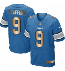 Men Nike Detroit Lions 9 Matthew Stafford Elite BlueGold Team Color NFL Jersey