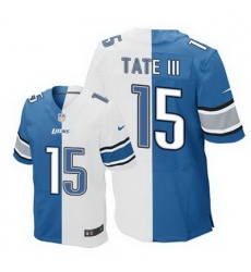 Nike Lions #15 Golden Tate III Blue White Mens Stitched NFL Elite Split Jersey