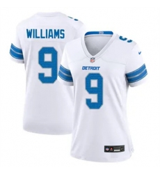 Women Detroit Lions 9 Jameson Williams White 2024 F U S E Vapor Limited Stitched Jersey