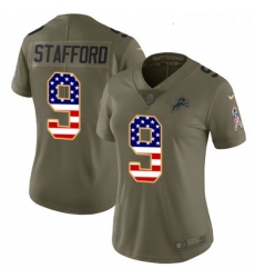 Womens Nike Detroit Lions 9 Matthew Stafford Limited OliveUSA Flag Salute to Service NFL Jersey