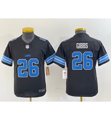 Youth Detroit Lions 26 Jahmyr Gibbs Black 2024 F U S E  2nd Alternate Vapor Limited Stitched jerseys