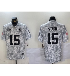 men green bay packers 15 bart starr 2024 f u s e arctic camo salute to service limited stitched football jerseys