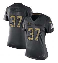 Nike Packers #37 Sam Shields Black Womens Stitched NFL Limited 2016 Salute to Service Jersey