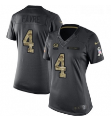 Womens Nike Green Bay Packers 4 Brett Favre Limited Black 2016 Salute to Service NFL Jersey