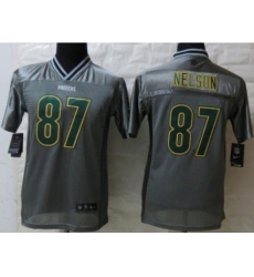 Youth Nike Green Bay Packers 87 Jordy Nelson Grey Vapor Elite Jerseys