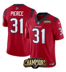 Men Houston Texans 31 Dameon Pierce Red 2023 F U S E  AFC South Champions Patch Vapor Untouchable Limited Stitched Football Jersey