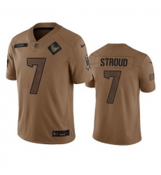 Men Houston Texans 7 C J  Stroud 2023 Brown Salute To Service Limited Stitched Jersey