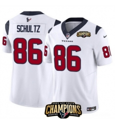 Men Houston Texans 86 Dalton Schultz White 2023 F U S E  AFC South Champions Patch Vapor Untouchable Limited Stitched Football Jersey