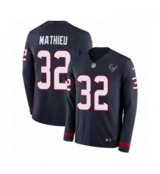 Men Nike Houston Texans 32 Tyrann Mathieu Limited Navy Blue Therma Long Sleeve NFL Jersey