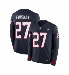 Youth Nike Houston Texans 27 DOnta Foreman Limited Navy Blue Therma Long Sleeve NFL Jerse