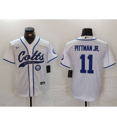 Men Indianapolis Colts 11 Michael Pittman Jr  White Cool Base Stitched Baseball Jersey 1