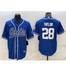 Men Indianapolis Colts 28 Jonathan Taylor Royal Cool Base Stitched Baseball Jersey