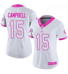 Colts #15 Parris Campbell White Pink Women Stitched Football Limited Rush Fashion Jersey