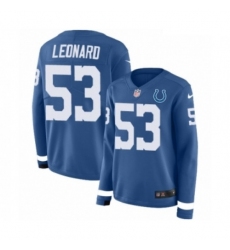 Womens Nike Indianapolis Colts 53 Darius Leonard Limited Blue Therma Long Sleeve NFL Jersey