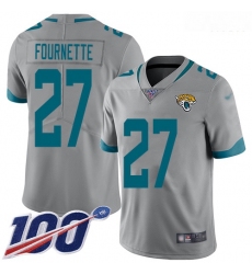 Jaguars 27 Leonard Fournette Silver Men Stitched Football Limited Inverted Legend 100th Season Jersey