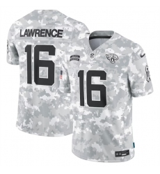 Men Jacksonville Jaguars 16 Trevor Lawrence 2024 Arctic Camo Salute To Service Limited Stitched Football Jersey