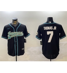 Men Jacksonville Jaguars 7 Brian Thomas Jr Black With Patch Cool Base Stitched Baseball Jersey