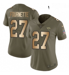 Womens Nike Jacksonville Jaguars 27 Leonard Fournette Limited OliveGold 2017 Salute to Service NFL Jersey