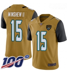 Jaguars #15 Gardner Minshew II Gold Youth Stitched Football Limited Rush 100th Season Jersey